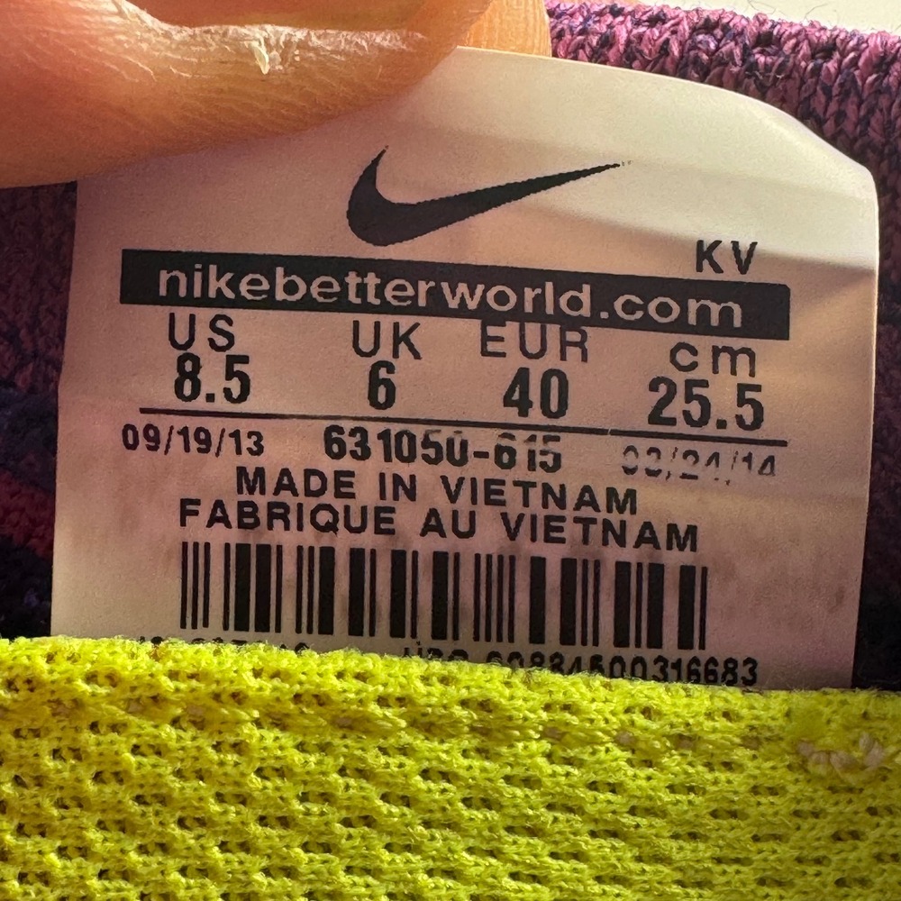 Nike Free Flyknit 4.0 Womens Purple Pink‎ Running Shoes 631050-615 Size 8.5 - Picture 8 of 12
